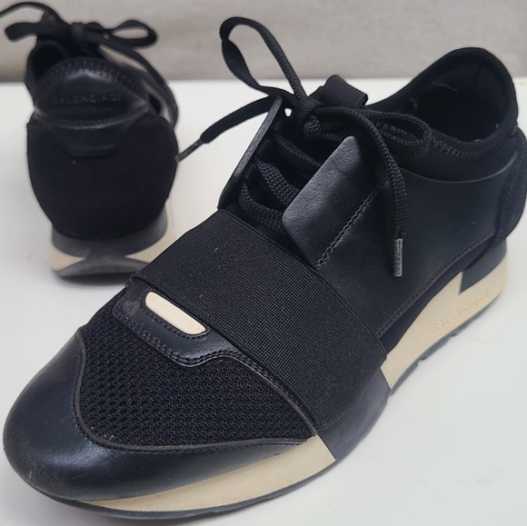 BALENCIAGA Black & White Modern Sneaker Leather, Suede Sneaks Lace-up 8 - Picture 1 of 16